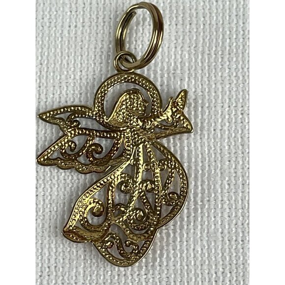 Michael Anthony 14k Yellow and White Gold Angel Pendant Filigree - Picture 2 of 4
